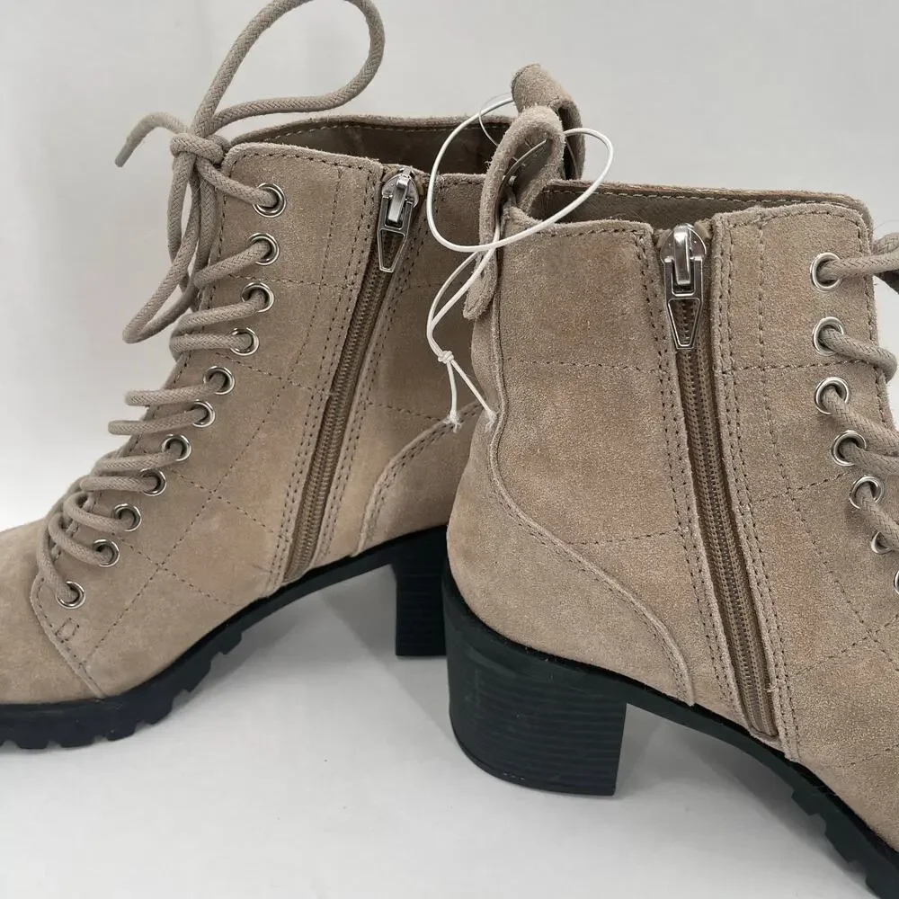 DOLCE VITA Nigel Boots Size 8 Lace Up Heels NEW Suede Leather Bootie Taupe NWOT - Picture 10 of 16